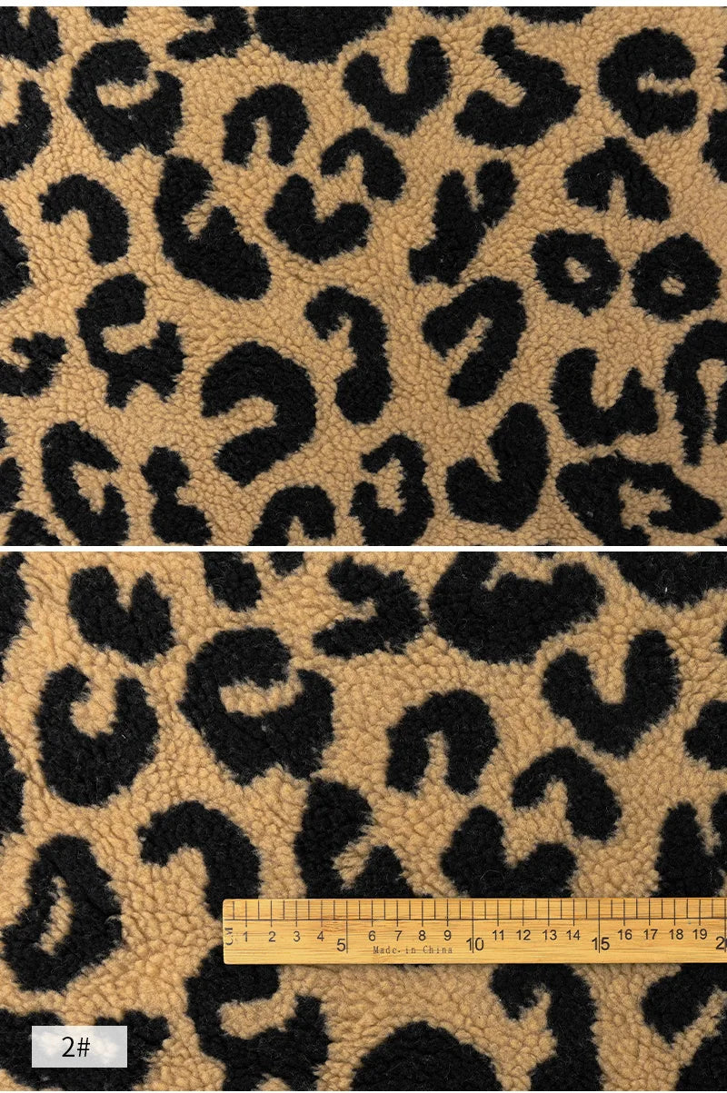 0.5m/1m/2m Thickened Leopard Print Lamb Wool Fabric For Winter Coats Hoodies Vests Dolls Bedding Handmade DIY Clothing Fabrics