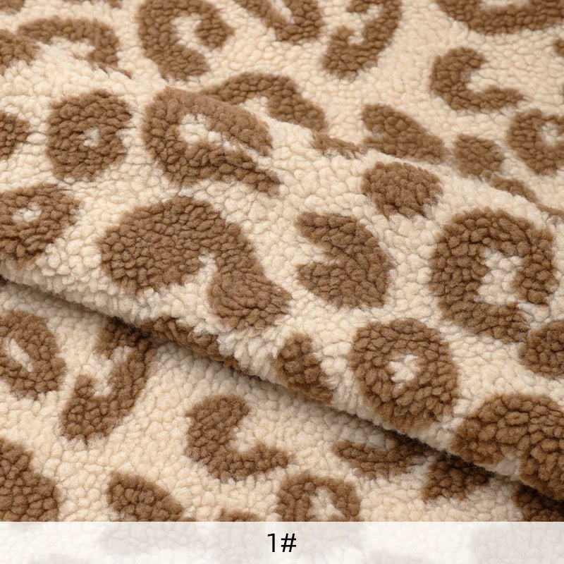 0.5m/1m/2m Thickened Leopard Print Lamb Wool Fabric For Winter Coats Hoodies Vests Dolls Bedding Handmade DIY Clothing Fabrics