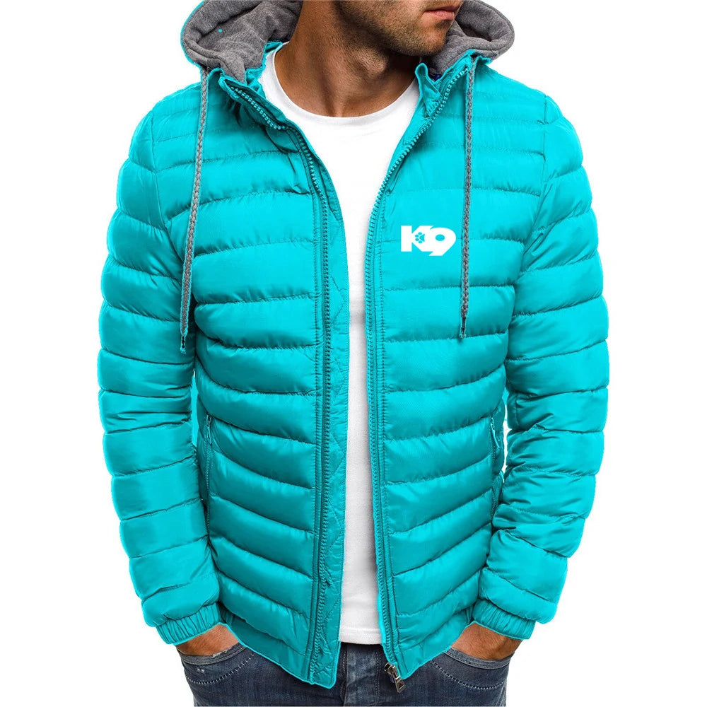 2025 Cotton Comfortable Coat Autumn And Winter Man's Cold-Proof Warm Hoodies K9 Team Logo Print Detachable Hat Senior Jacket