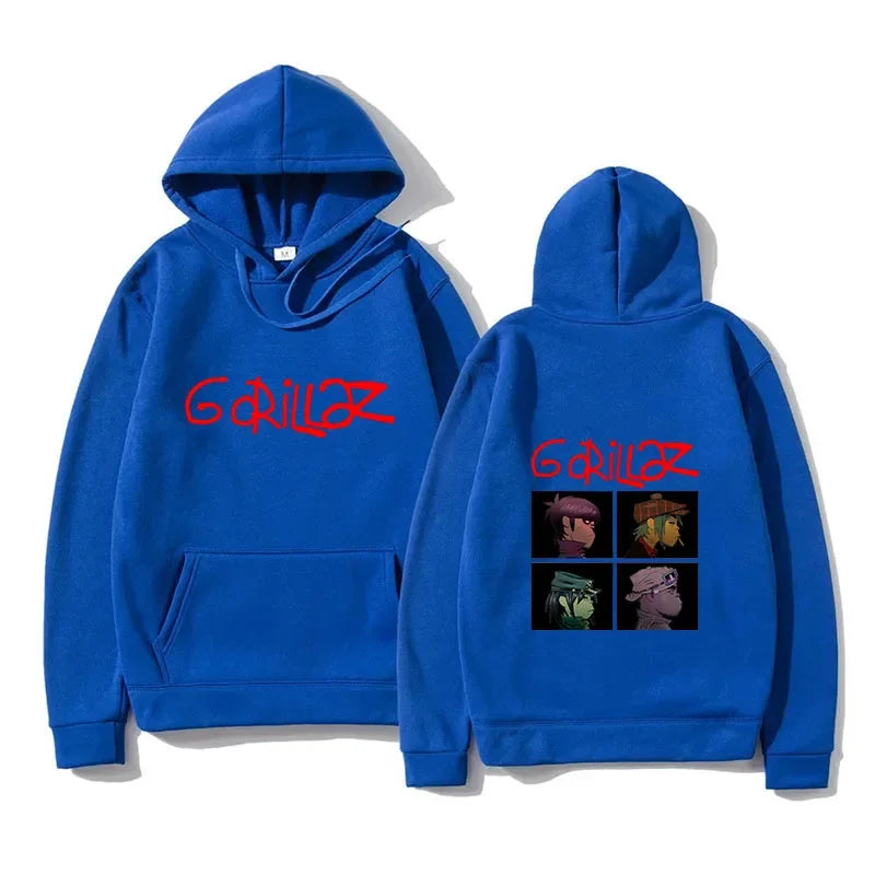 2024 Spring Rock Print Hoodies Music Band Gorillazs Punk 90s Casual Fashion Sports Shirts New Men Plus Size Pullover Unisex