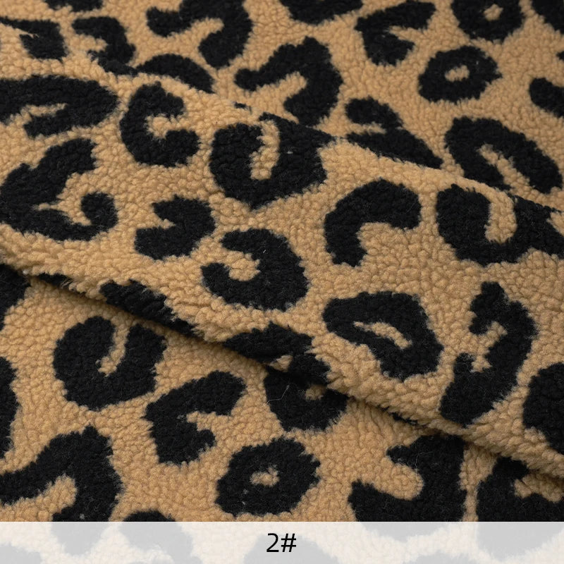 0.5m/1m/2m Thickened Leopard Print Lamb Wool Fabric For Winter Coats Hoodies Vests Dolls Bedding Handmade DIY Clothing Fabrics