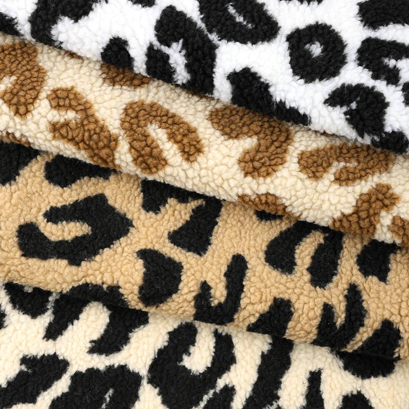0.5m/1m/2m Thickened Leopard Print Lamb Wool Fabric For Winter Coats Hoodies Vests Dolls Bedding Handmade DIY Clothing Fabrics