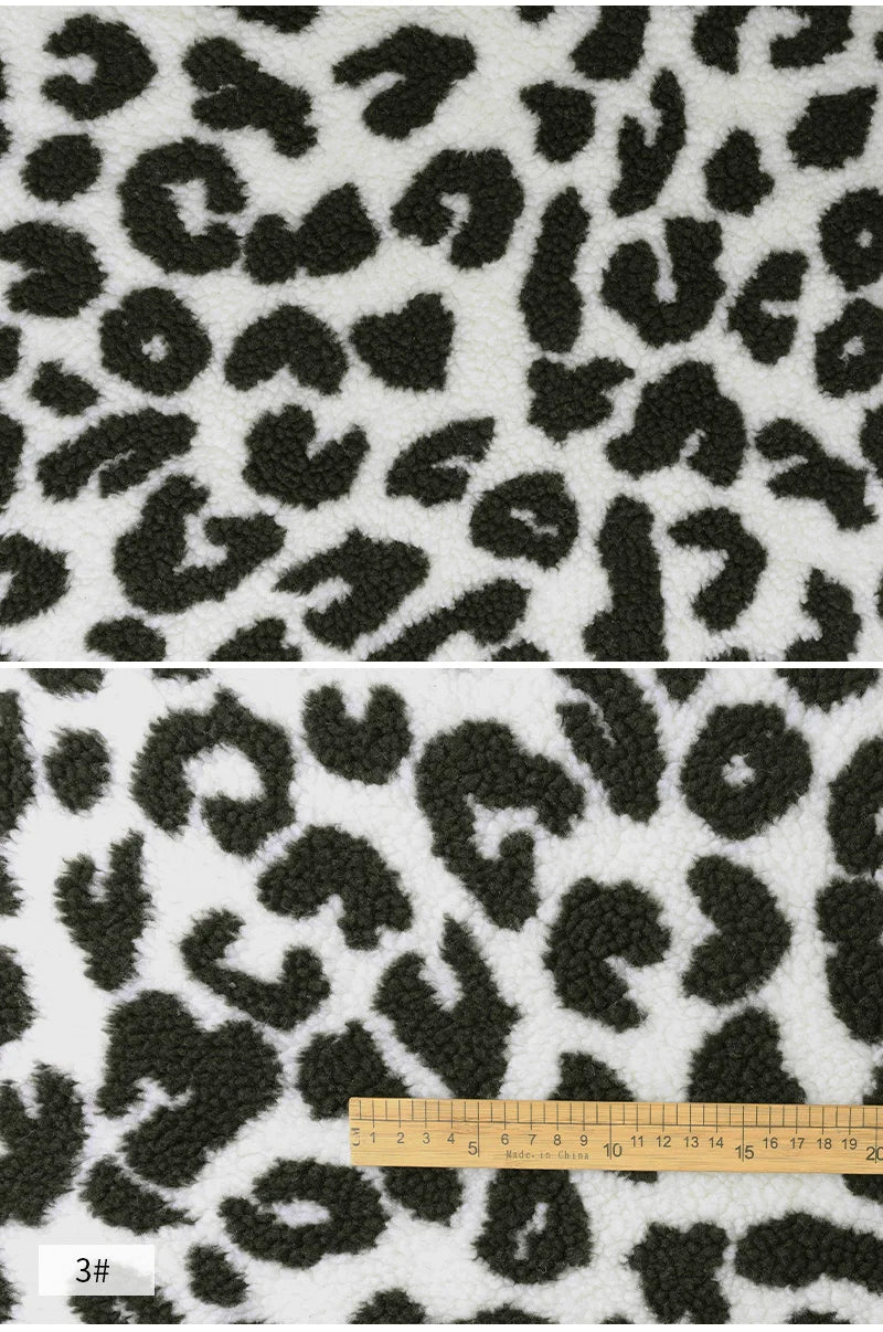 0.5m/1m/2m Thickened Leopard Print Lamb Wool Fabric For Winter Coats Hoodies Vests Dolls Bedding Handmade DIY Clothing Fabrics