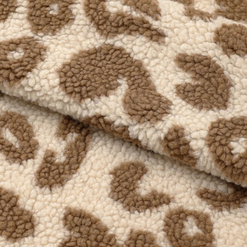 0.5m/1m/2m Thickened Leopard Print Lamb Wool Fabric For Winter Coats Hoodies Vests Dolls Bedding Handmade DIY Clothing Fabrics