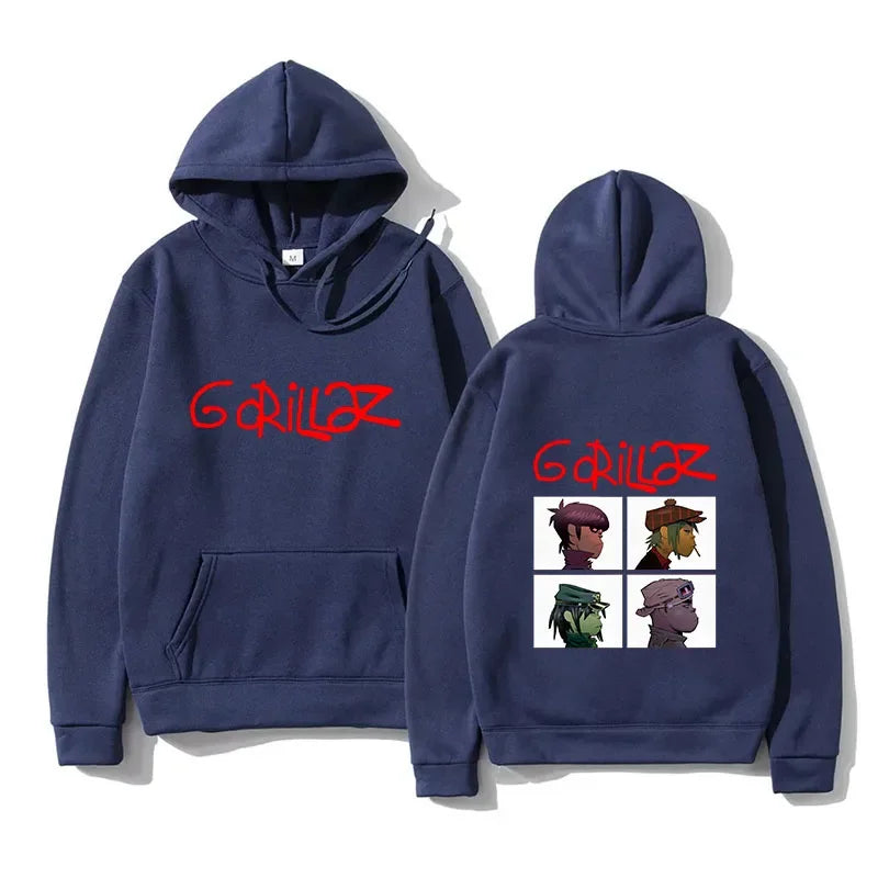 2024 Spring Rock Print Hoodies Music Band Gorillazs Punk 90s Casual Fashion Sports Shirts New Men Plus Size Pullover Unisex