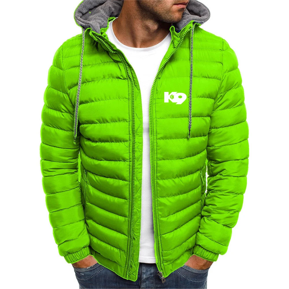 2025 Cotton Comfortable Coat Autumn And Winter Man's Cold-Proof Warm Hoodies K9 Team Logo Print Detachable Hat Senior Jacket