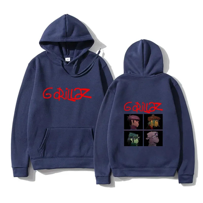 2024 Spring Rock Print Hoodies Music Band Gorillazs Punk 90s Casual Fashion Sports Shirts New Men Plus Size Pullover Unisex