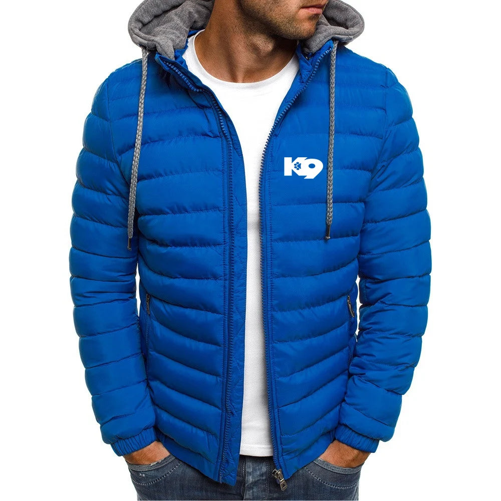 2025 Cotton Comfortable Coat Autumn And Winter Man's Cold-Proof Warm Hoodies K9 Team Logo Print Detachable Hat Senior Jacket
