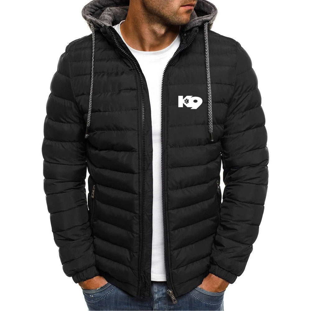 2025 Cotton Comfortable Coat Autumn And Winter Man's Cold-Proof Warm Hoodies K9 Team Logo Print Detachable Hat Senior Jacket