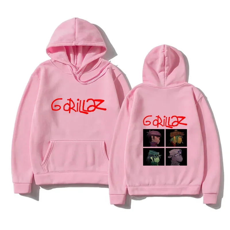 2024 Spring Rock Print Hoodies Music Band Gorillazs Punk 90s Casual Fashion Sports Shirts New Men Plus Size Pullover Unisex