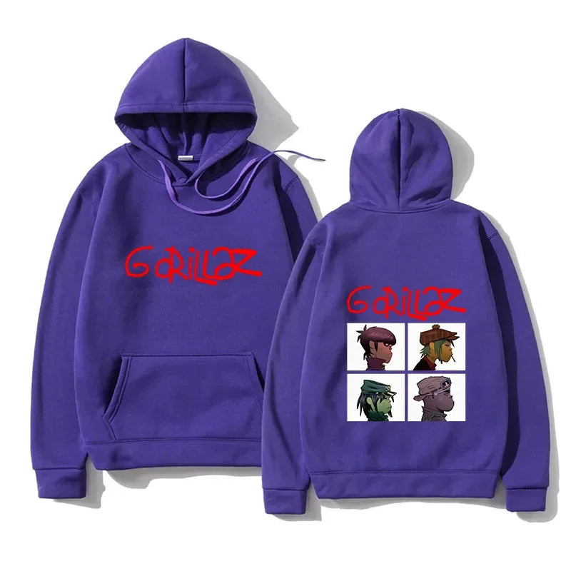 2024 Spring Rock Print Hoodies Music Band Gorillazs Punk 90s Casual Fashion Sports Shirts New Men Plus Size Pullover Unisex
