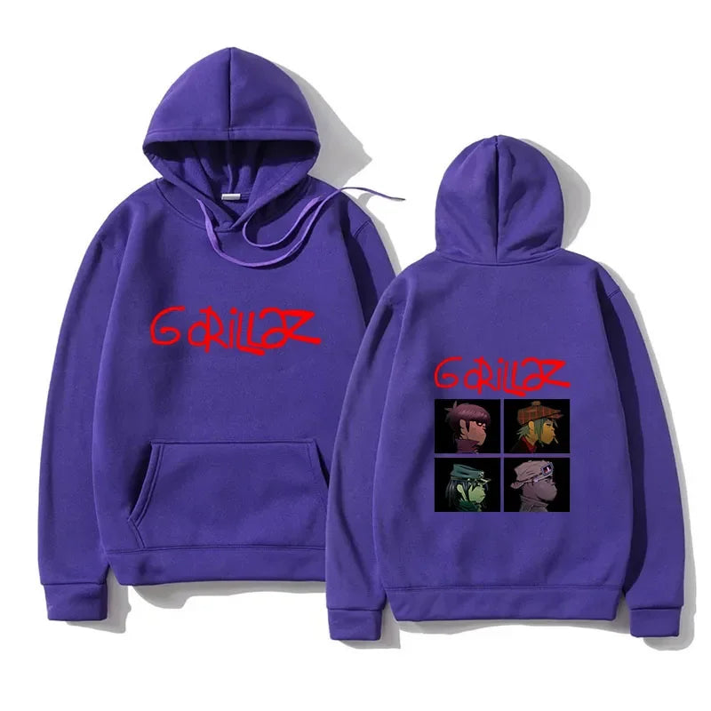 2024 Spring Rock Print Hoodies Music Band Gorillazs Punk 90s Casual Fashion Sports Shirts New Men Plus Size Pullover Unisex