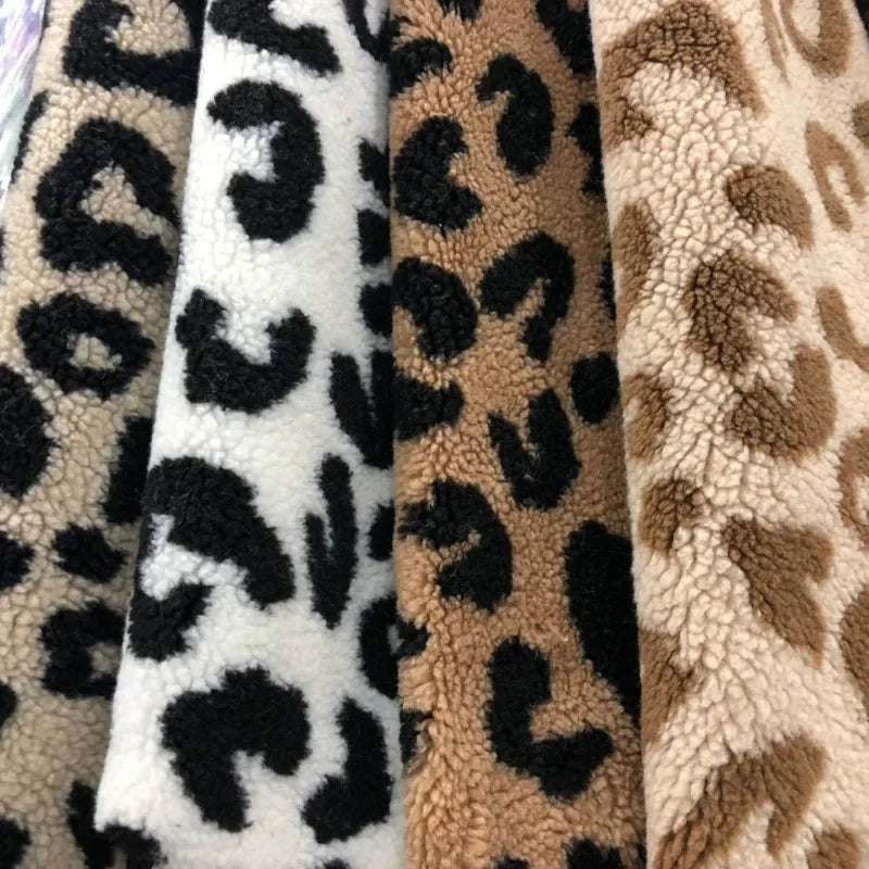 0.5m/1m/2m Lamb Velvet Leopard Print Jacquard Fabric For Warm Home Wear Coats Hoodies Pillow Bedding DIY Clothing FabricsTJ22440