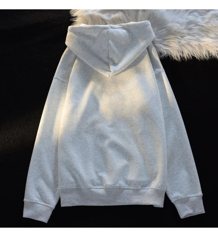 Flocked Hoodies Women Japanese Style Retro Ins Trendy All-match Students Couples Popular Kawaii Harajuku Spring Autumn Daily