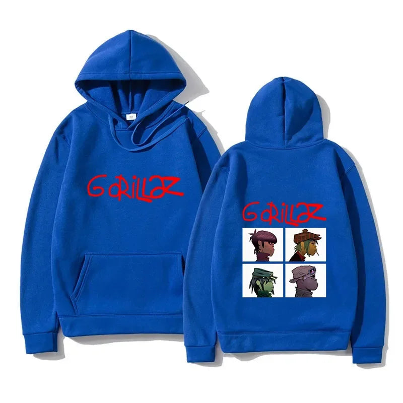 2024 Spring Rock Print Hoodies Music Band Gorillazs Punk 90s Casual Fashion Sports Shirts New Men Plus Size Pullover Unisex