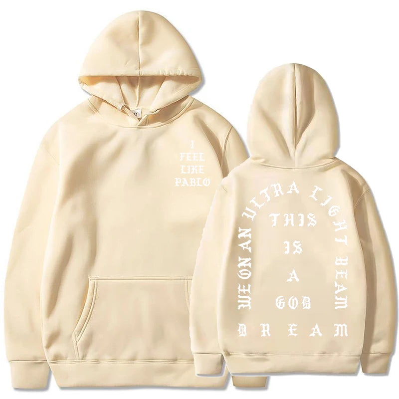 I Feel Like Pablo Hoodies Men Fashion Letter Graphic Printed Sweatshirts Women Cool Casual Harajuku Hooded Pullover Oversized