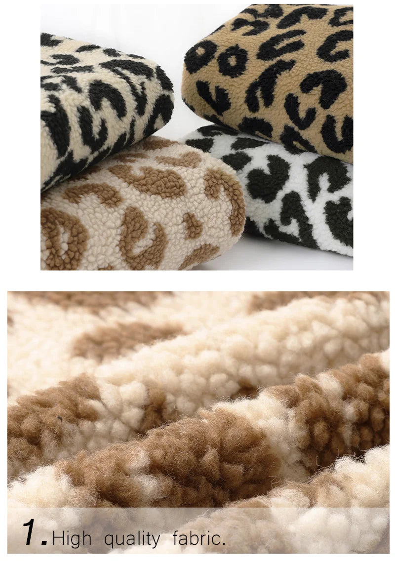 0.5m/1m/2m Thickened Leopard Print Lamb Wool Fabric For Winter Coats Hoodies Vests Dolls Bedding Handmade DIY Clothing Fabrics