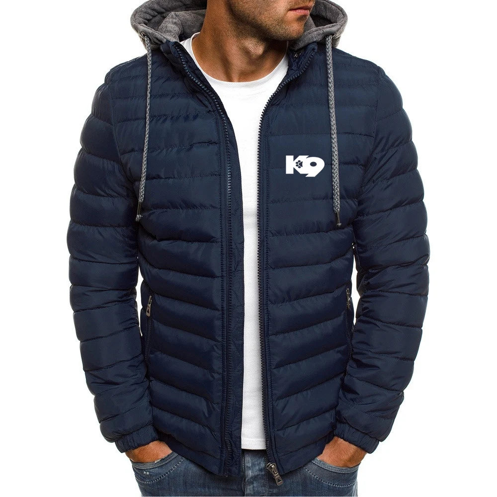 2025 Cotton Comfortable Coat Autumn And Winter Man's Cold-Proof Warm Hoodies K9 Team Logo Print Detachable Hat Senior Jacket