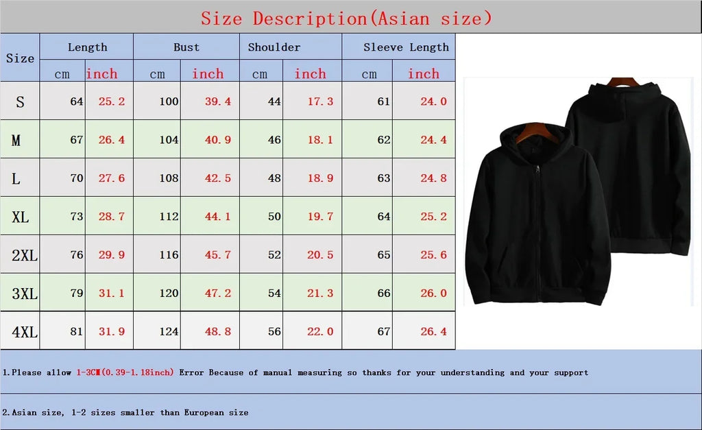 Vintage Compass Print Zip Hoodies for Men High Quality Hooded Long Sleeve Pullover Winter Daily Casual Sports Tops Men's Clothes
