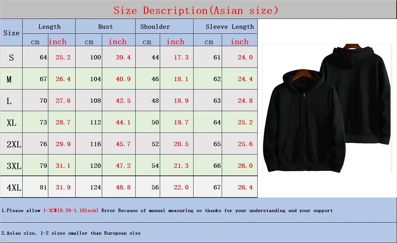 Vintage Compass Print Zip Hoodies for Men High Quality Hooded Long Sleeve Pullover Winter Daily Casual Sports Tops Men's Clothes
