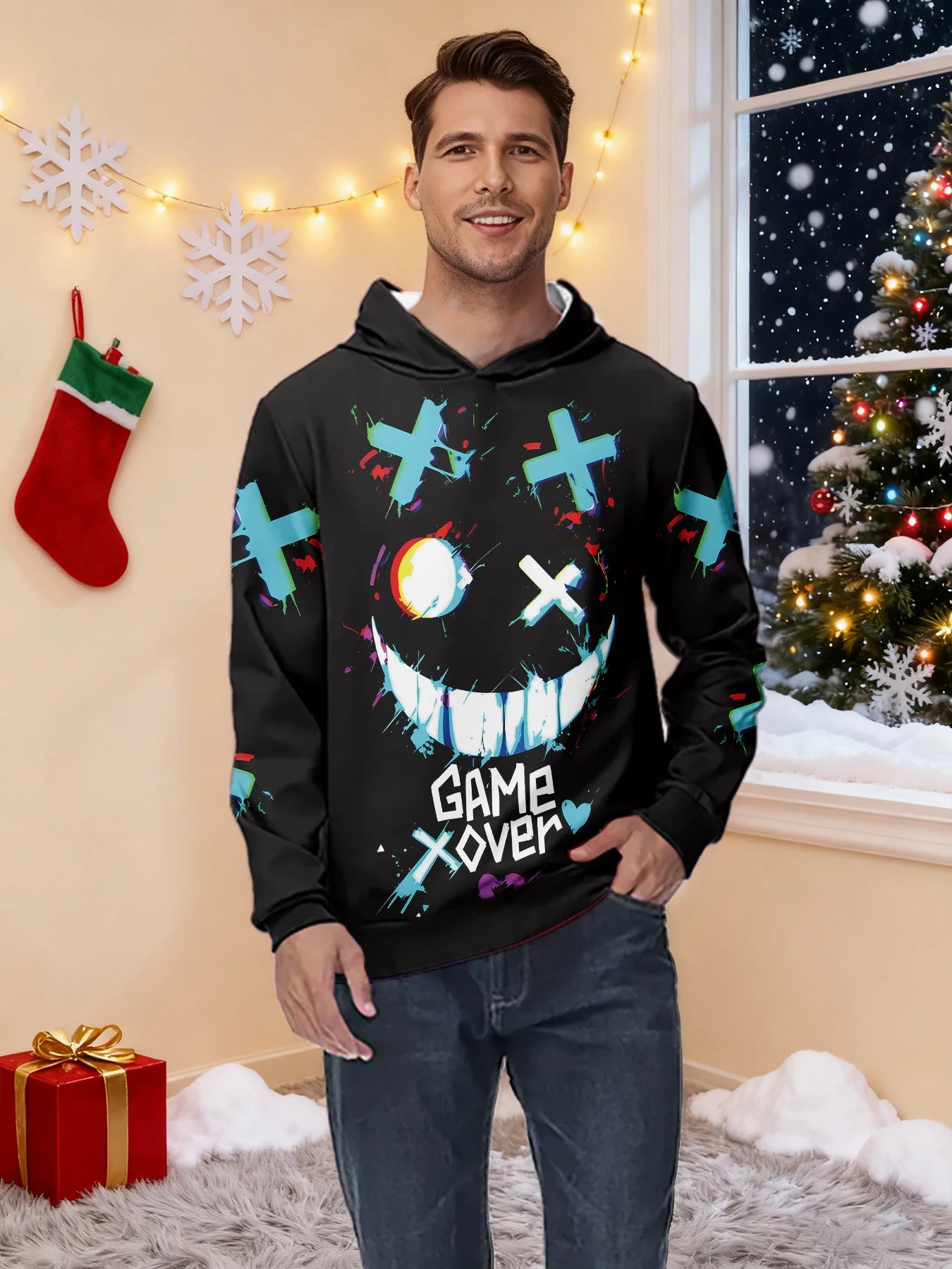 New Arrival Personality Hoodies Smile Face Printed Pullover Men Women Casual Oversized Hooded Sweatshirts Cool Hoodie