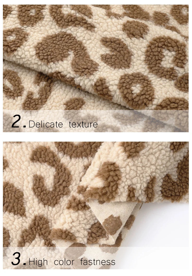 0.5m/1m/2m Thickened Leopard Print Lamb Wool Fabric For Winter Coats Hoodies Vests Dolls Bedding Handmade DIY Clothing Fabrics