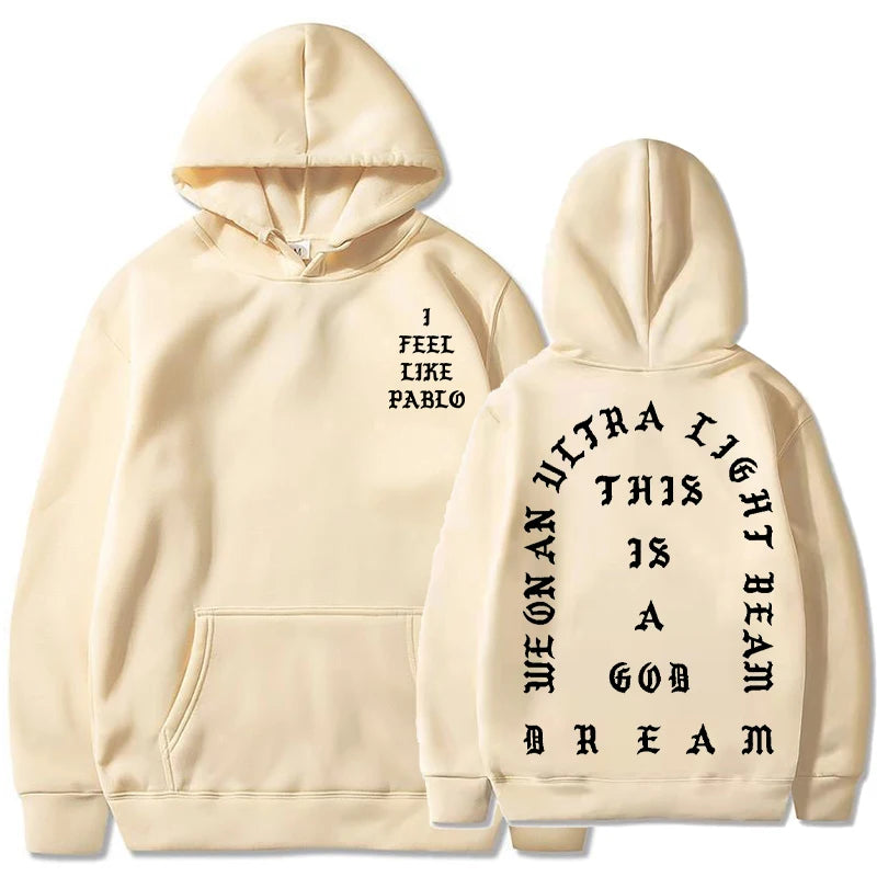 I Feel Like Pablo Hoodies Men Fashion Letter Graphic Printed Sweatshirts Women Cool Casual Harajuku Hooded Pullover Oversized