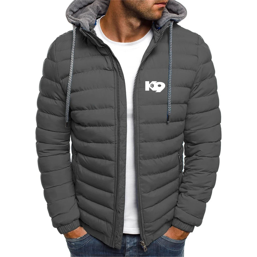 2025 Cotton Comfortable Coat Autumn And Winter Man's Cold-Proof Warm Hoodies K9 Team Logo Print Detachable Hat Senior Jacket