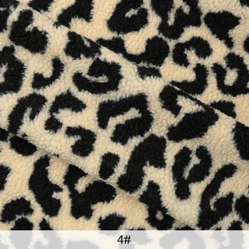 0.5m/1m/2m Thickened Leopard Print Lamb Wool Fabric For Winter Coats Hoodies Vests Dolls Bedding Handmade DIY Clothing Fabrics