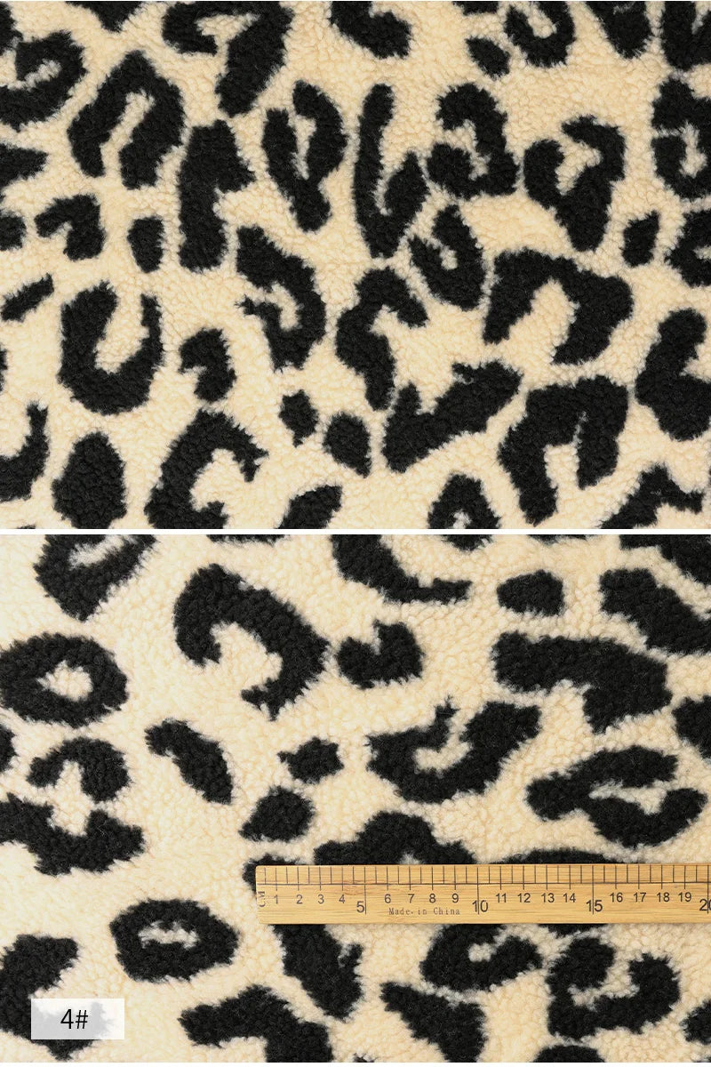 0.5m/1m/2m Thickened Leopard Print Lamb Wool Fabric For Winter Coats Hoodies Vests Dolls Bedding Handmade DIY Clothing Fabrics