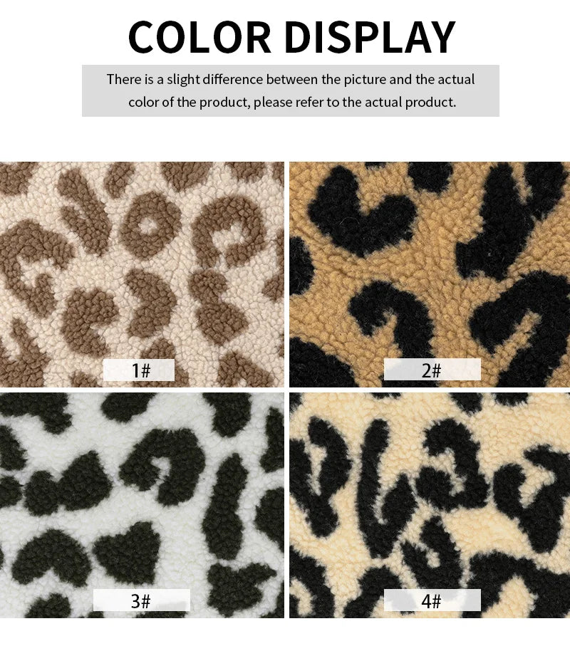 0.5m/1m/2m Thickened Leopard Print Lamb Wool Fabric For Winter Coats Hoodies Vests Dolls Bedding Handmade DIY Clothing Fabrics