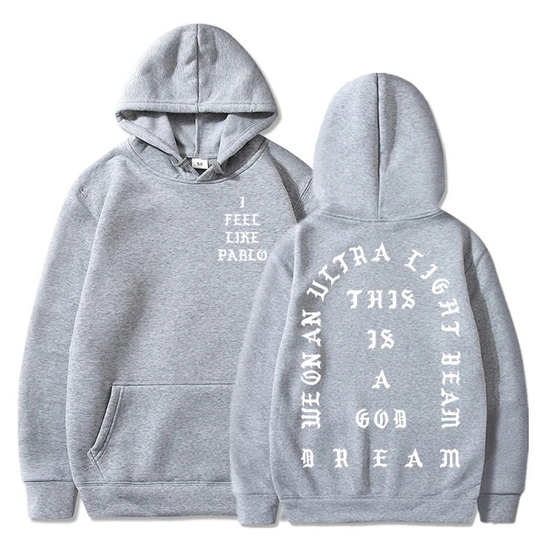 I Feel Like Pablo Hoodies Men Fashion Letter Graphic Printed Sweatshirts Women Cool Casual Harajuku Hooded Pullover Oversized