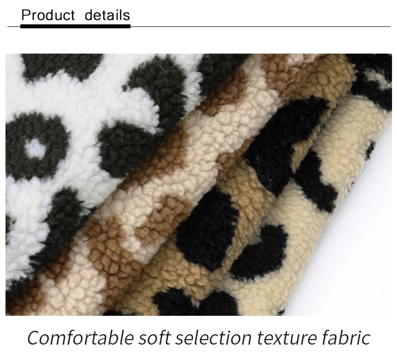 0.5m/1m/2m Thickened Leopard Print Lamb Wool Fabric For Winter Coats Hoodies Vests Dolls Bedding Handmade DIY Clothing Fabrics