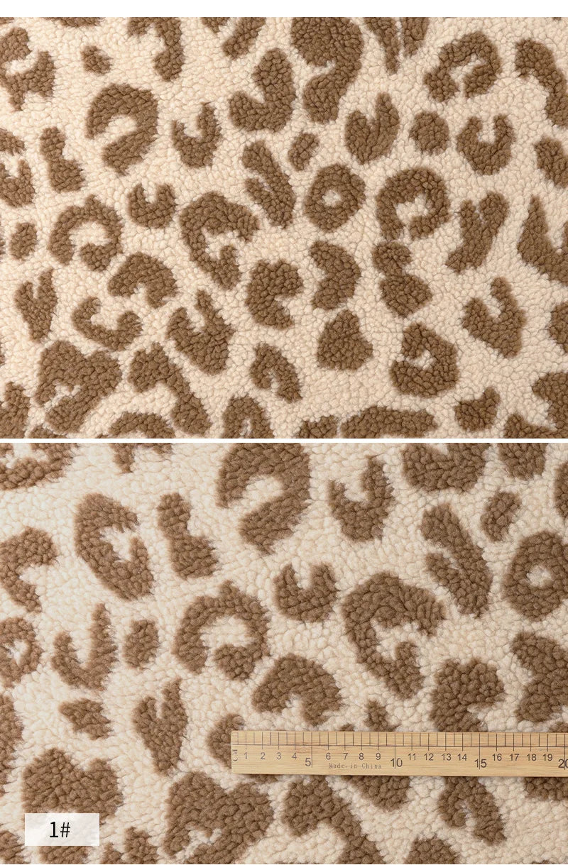 0.5m/1m/2m Thickened Leopard Print Lamb Wool Fabric For Winter Coats Hoodies Vests Dolls Bedding Handmade DIY Clothing Fabrics