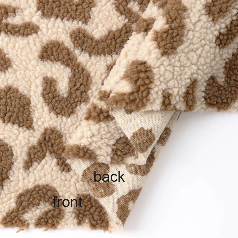 0.5m/1m/2m Thickened Leopard Print Lamb Wool Fabric For Winter Coats Hoodies Vests Dolls Bedding Handmade DIY Clothing Fabrics